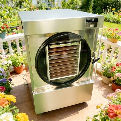 SUS304 เครื่องแห้งฟรีสเตนเลสสําหรับบ้าน ใช้พลังงานโดย Danfoss Compressor 220V 1PH 50 60HZ ปรับปรุงให้เหมาะกับบ้านและการรักษาอาหาร
