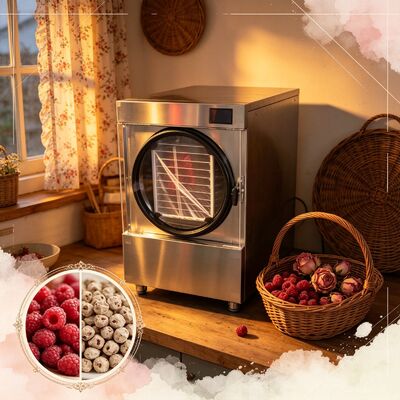 อิเล็กทริก Heating Home Freeze Dryer SUS304 สแตนเลสสแตนเลส 220V1PH5060HZ เหมาะสําหรับการอนุรักษ์อาหารและห้องปฏิบัติการ